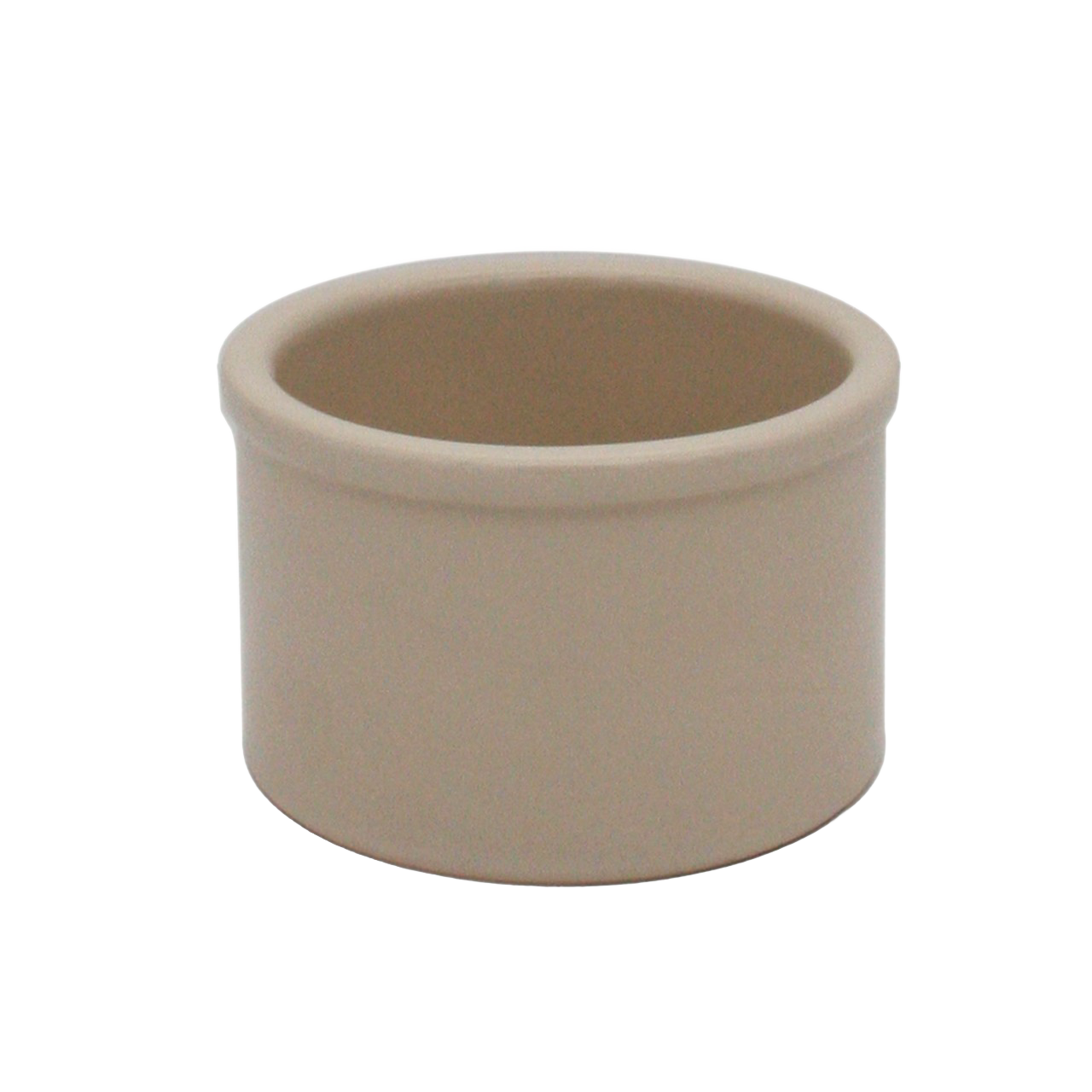 Beige stoneware utility crock with a smooth, food-safe glaze, ideal for fermenting, pickling, and kitchen food preservation, handcrafted and made in USA.