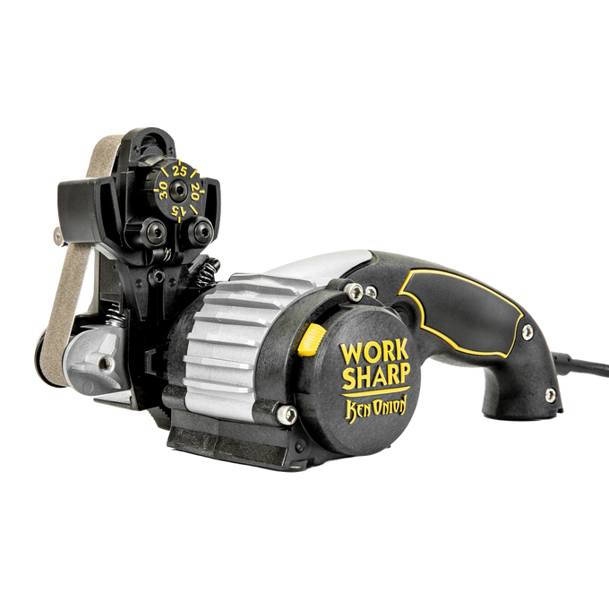 Compact electric knife and tool sharpener with adjustable settings and ergonomic handle, designed for kitchen and food prep, knives, sharpeners, and cutting boards collections.