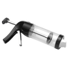 Clear plastic jerky gun with black handle and stainless steel rod, designed for easy dispensing of seasoned ground meat, ideal for Kitchen & Food and Food Preservation collections.