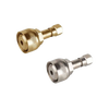Two metal pump adapters in brass and silver finishes, designed for use with pressure lamps, suitable for Lamps & Lighting and Parts and Accessories collections.