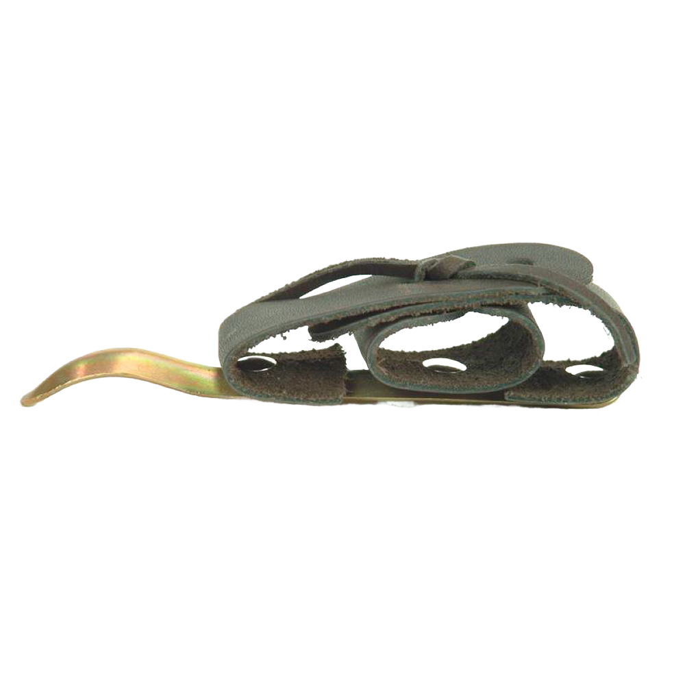 Handcrafted Amish made finger-loop corn husking peg with adjustable split leather strap and curved metal tip, part of Farm, Garden & Tool, Farm Tools, USA Made, and Best Sellers collections.