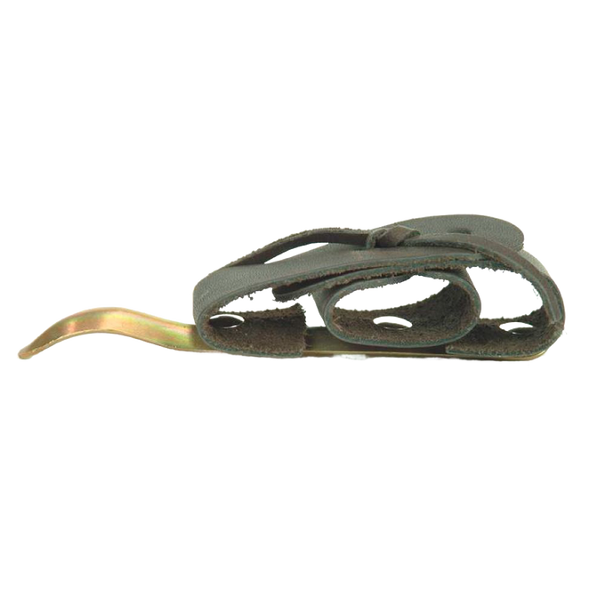 Handcrafted Amish made finger-loop corn husking peg with adjustable split leather strap and curved metal tip, part of Farm, Garden & Tool, Farm Tools, USA Made, and Best Sellers collections.