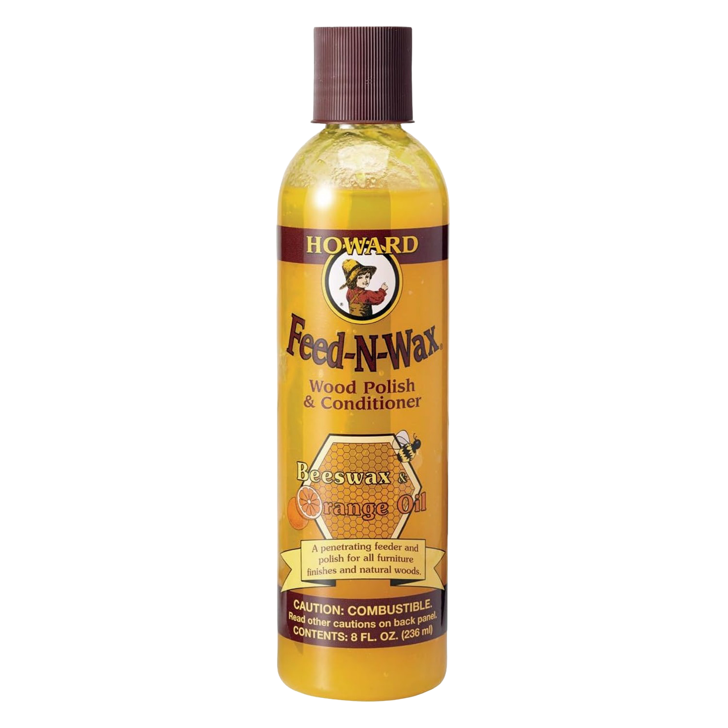 Bottle of Feed-N-Wax Wood Preserver featuring natural beeswax and orange oil blend, ideal for enhancing and protecting wood surfaces, included in Home & Decor and Household Cleaning collections.
