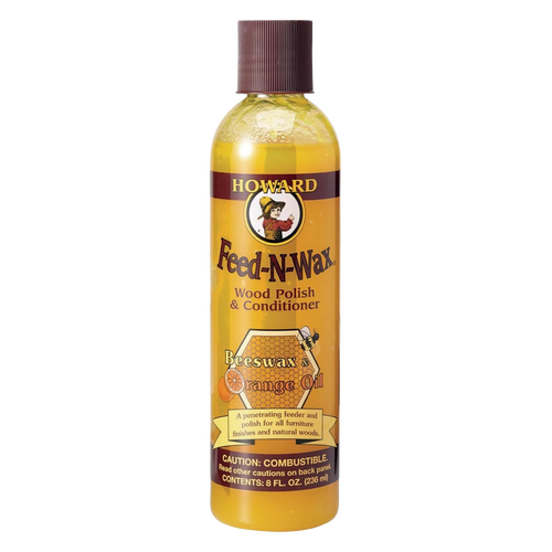 Bottle of Feed-N-Wax Wood Preserver featuring natural beeswax and orange oil blend, ideal for enhancing and protecting wood surfaces, included in Home & Decor and Household Cleaning collections.