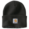 Handcrafted black knit cuffed beanie featuring a stitched logo patch, designed for warmth and durability, ideal for Health & Wellness, Clothing and Accessories, Best Sellers, and Promo Eligible collections.