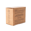 Brown cardboard packaging box for natural dish soap featuring eco-friendly labels for all natural, cruelty free, and septic safe, with ingredient and sustainability information visible, highlighting handmade cleaning products in Home & Decor and Household Cleaning collections.