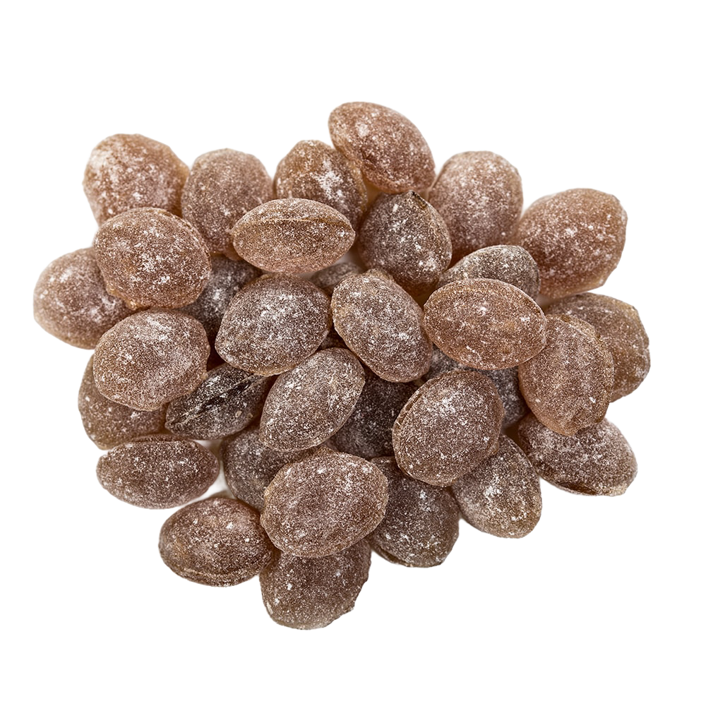 Close-up of sugar-coated horehound hard candies, handcrafted in the USA, featured in Kitchen & Food, Candy, USA Made, Best Sellers, and Promo Eligible collections.