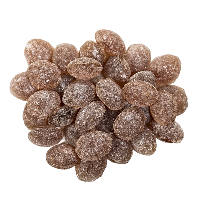 Close-up of sugar-coated horehound hard candies, handcrafted in the USA, featured in Kitchen & Food, Candy, USA Made, Best Sellers, and Promo Eligible collections.