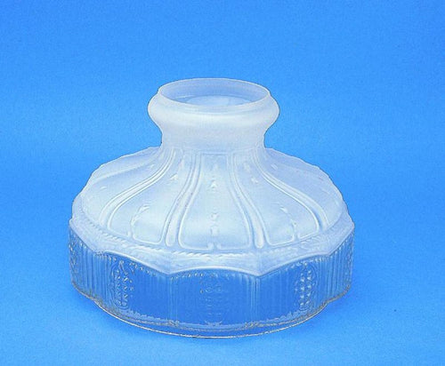 Frosted glass oil lamp shade with embossed vertical ridges and decorative floral motifs, suitable for Lamps & Lighting, Parts and Accessories, Lamp Shades, Best Sellers, and Promo Eligible collections.