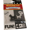 Handcrafted magnetic Scottie dog toys in black and white with speech bubbles saying "WOOF!" and "ARF!", designed for children 4 and older, ideal for indoor play and USA Made collections.