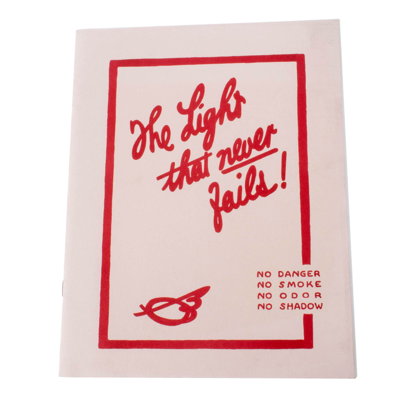 Paperback booklet titled "The Light that never fails!" with bold red lettering and a simple frame design, part of heritage and lifestyle books collection.