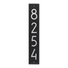 Tall black vertical wall plaque displaying silver house numbers in contemporary font, handcrafted in USA, perfect for Home & Decor, Household Helpers, and Mailboxes and Address Signs collections.