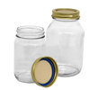 Set of clear durable glass canning jars with metal lids and bands, handcrafted in USA for reliable food preservation, ideal for Kitchen & Food, Canning, and Best Sellers collections.