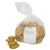 Clear plastic bag filled with handcrafted crispy lemon snap cookies beside a small stack of golden round cookies, featuring a bright citrus taste, ideal for Kitchen & Food and Snacks and Sweets collections.