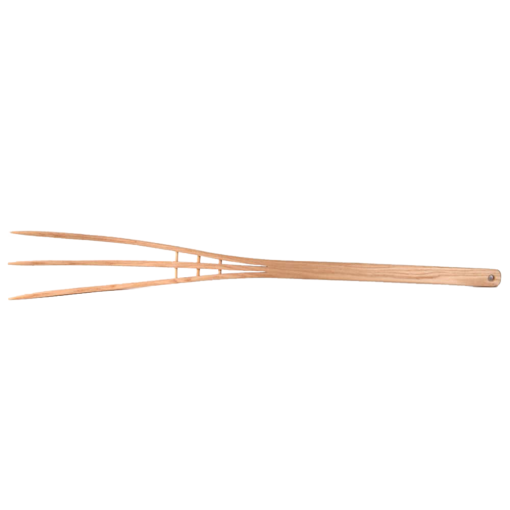 Lightweight handcrafted bent wood hay fork with three prongs, Amish made, ideal for farm, garden, and tool use, featured in Farm, Garden & Tool and Best Sellers collections.