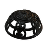 Decorative cast iron bracket bowl with a 1/4-inch center hole, featuring intricate openwork design, suitable for lamps and lighting parts collections.