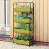Four-tier fabric balcony garden planter with black metal frame supporting deep green planting troughs filled with herbs and vegetables, ideal for Farm, Garden & Tool and Garden Accessories collections.