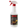 White spray bottle with red trigger containing non-toxic cleaner for removing soot and creosote from fireplace and wood stove glass, featured in Stoves and Hearth Accessories collections.