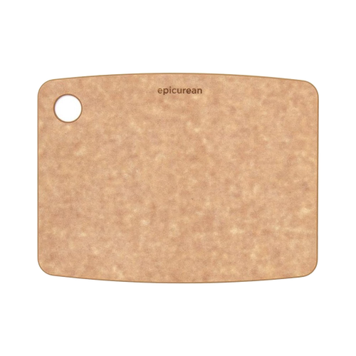 Lightweight pressed paper cutting board with utility hanging hole and subtle Epicurean branding, 1/4 inch thick, dishwasher safe, ideal for Kitchen & Food, Food Prep, Knives and Cutting Boards collections.