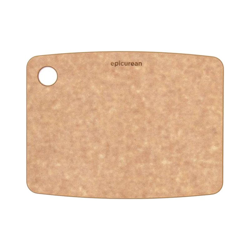 Lightweight pressed paper cutting board with utility hanging hole and subtle Epicurean branding, 1/4 inch thick, dishwasher safe, ideal for Kitchen & Food, Food Prep, Knives and Cutting Boards collections.