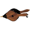 Handcrafted leather bellows with smooth stained pine wood handles and solid brass nozzle, made in USA, perfect for stoves, hearth accessories, and grilling needs.