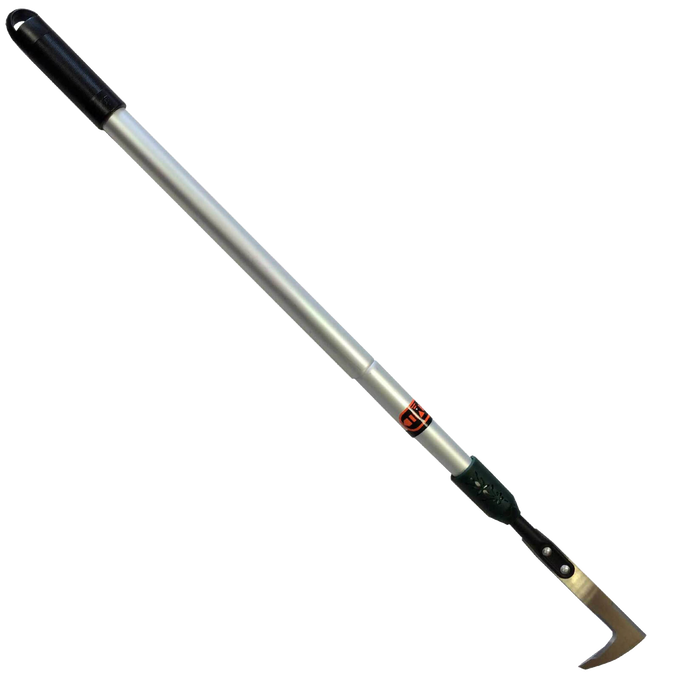 Telescoping patio knife with an extendable metal handle and sharp angled blade, designed for easy weeding and moss removal in tight garden and patio spaces, suitable for Farm, Garden & Tool, Garden Accessories, Lawncare, Best Sellers, and Promo Eligible collections.