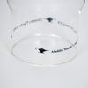 Clear glass chimney with Aladdin Mantle logo printed on the side, designed for use with lamps, lighting parts, chimneys, and best seller collections.