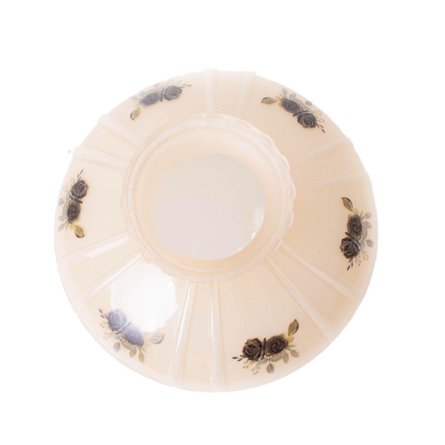 Handcrafted glass lamp shade in soft champagne with black rose embellishments, designed for 10" Aladdin lamps, ideal for Lamps & Lighting, Parts and Accessories, Lamp Shades, and Best Sellers collections.