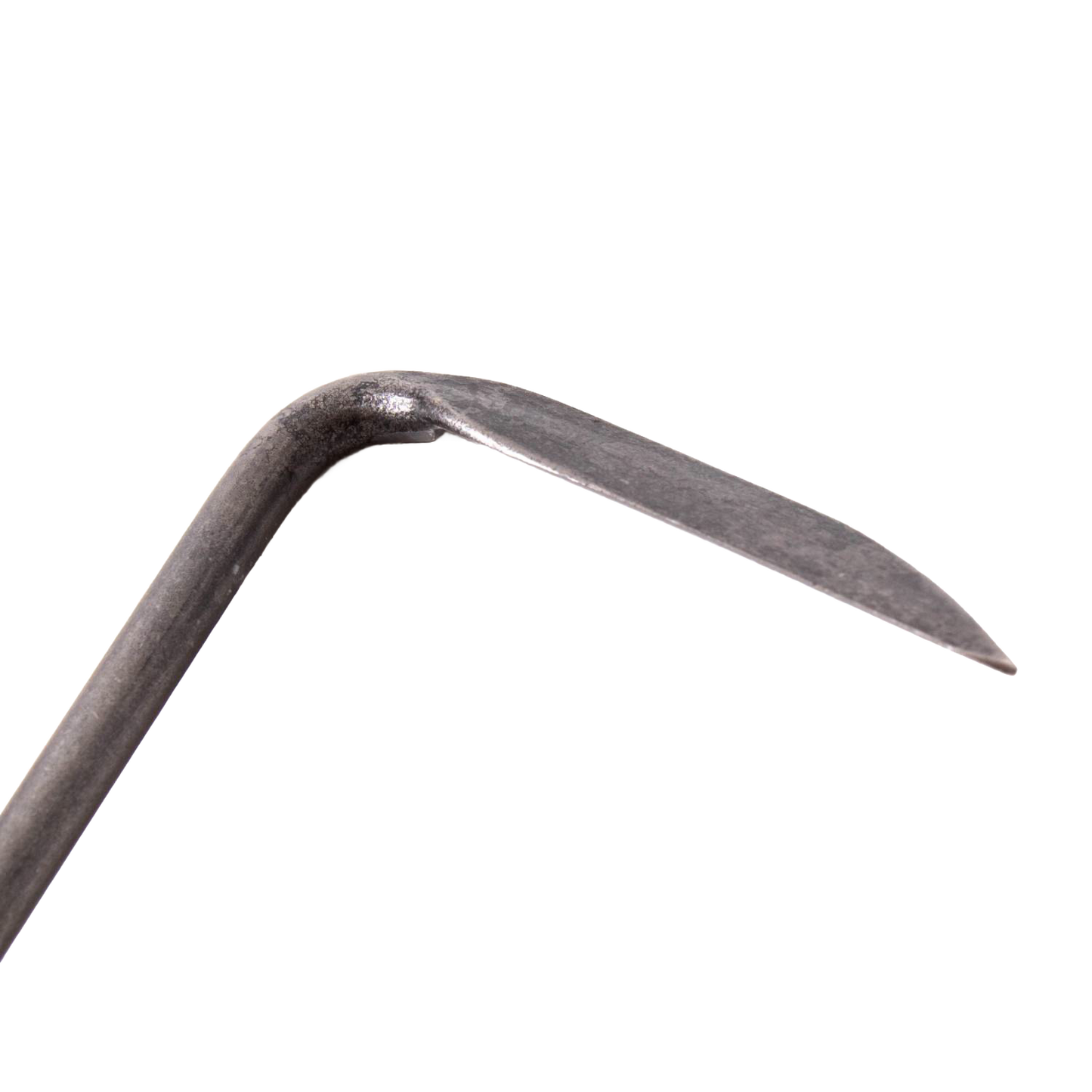 Close-up of a sturdy metal hand weeder blade with a bent design, crafted for precision weed removal in tight garden spaces, featured in Farm, Garden & Tool and Digging and Cultivating collections.