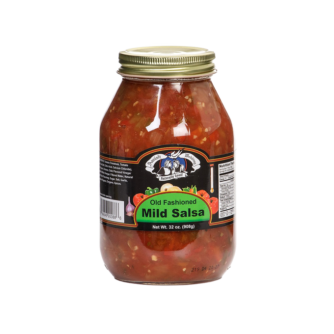 Handcrafted jar of Amish made mild salsa with chunky texture in a large 32 oz size, featuring natural ingredients and made in the USA, ideal for Kitchen & Food, Snacks and Sweets, and Pantry collections.