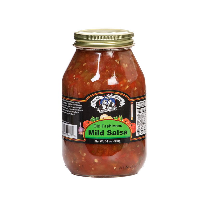 Handcrafted jar of Amish made mild salsa with chunky texture in a large 32 oz size, featuring natural ingredients and made in the USA, ideal for Kitchen & Food, Snacks and Sweets, and Pantry collections.