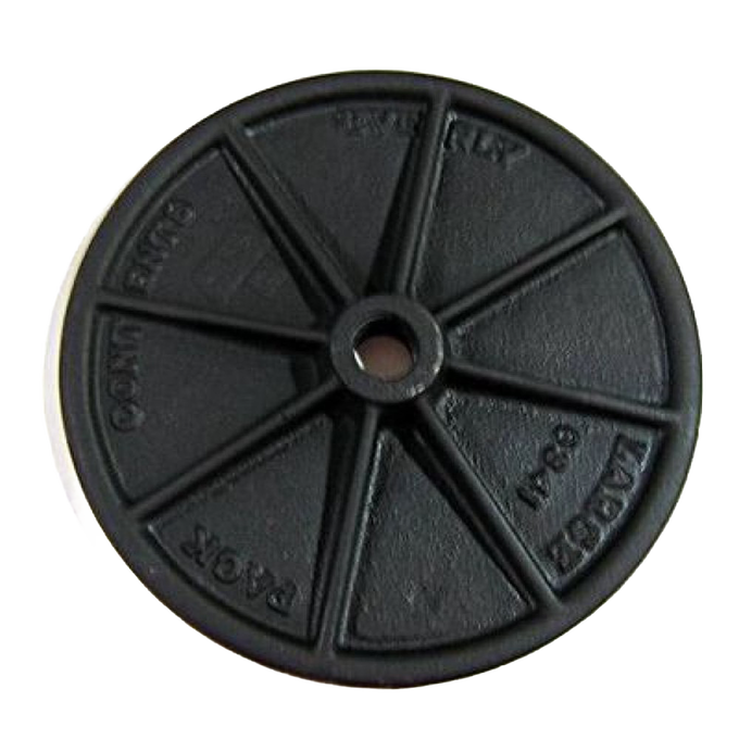 Durable black metal pressing disc handcrafted in USA, designed for use with 8 quart stuffer in Kitchen & Food, Specialty Equipment, Butchering Supplies, USA Made, Best Sellers, and Promo Eligible collections.