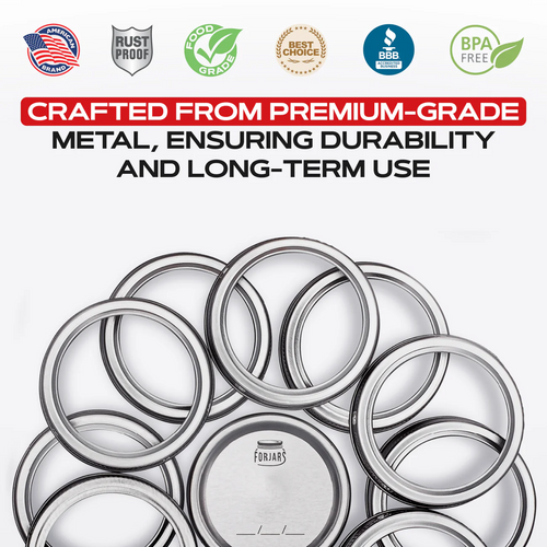 FORJARS Canning Bands for Regular or Wide Mouth Jars (100-Pack)