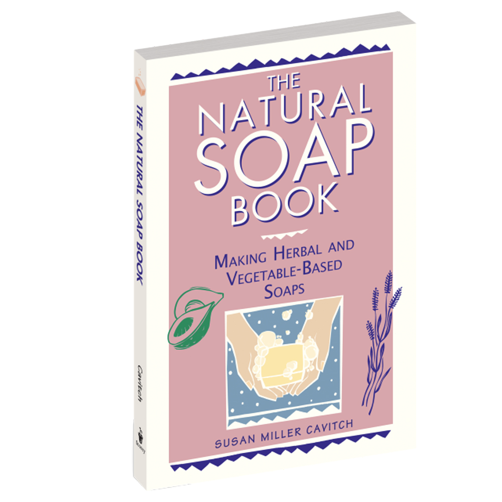 Softcover book titled "The Natural Soap Book" featuring easy-to-follow instructions for herbal and vegetable-based soapmaking, part of health and wellness and soapmaking supplies collections.