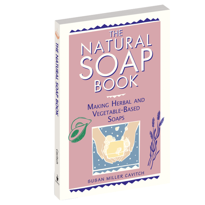 Softcover book titled "The Natural Soap Book" featuring easy-to-follow instructions for herbal and vegetable-based soapmaking, part of health and wellness and soapmaking supplies collections.