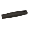 Black silicone handle holder designed to protect hands from hot steel skillet handles, featuring grip ridges and a slot, ideal for kitchen gadgets and cooking helpers collection.