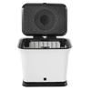 White and black odor-free compost bin with perforated lid open to show interior designed for airflow, suitable for kitchen and garden use in composting and kitchen accessories collections.