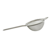 Stainless steel mesh strainer with fine screen, long handle, and support ring for resting on pots or bowls, essential for Kitchen & Food, Kitchen Gadgets, and Cooking and Baking Helpers collections.