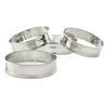 Set of four stainless steel rings designed to shape and contain batter for muffins, crumpets, and pancakes, featured in Kitchen & Food, Kitchen Gadgets, and Best Sellers collections.