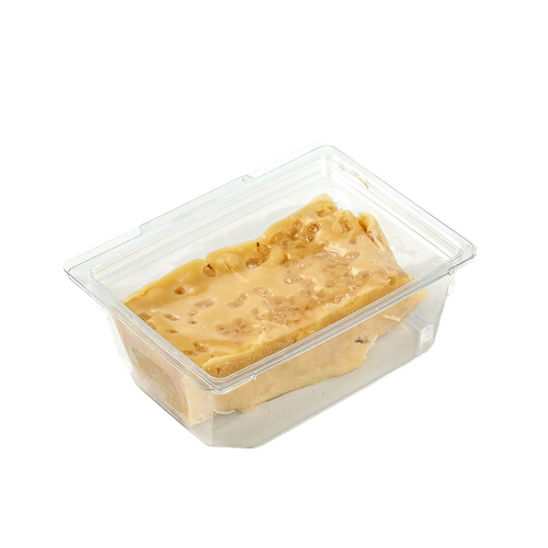 Single handcrafted creamy beige fudge piece with smooth texture and walnut bits, packaged in a clear plastic container, featured in Kitchen & Food, Snacks and Sweets, USA Made, Best Sellers, and Promo Eligible collections.