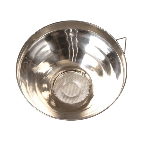 Handcrafted large stainless steel milk strainer with fine mesh screen and locking handle, made from durable 304 grade steel, ideal for Farm, Garden & Tool, Animal Care, Best Sellers, and Promo Eligible collections.