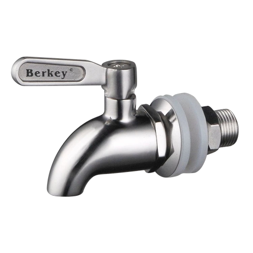 Heavy duty stainless steel spigot with ergonomic handle and food grade silicone washers, designed for Berkey 304 stainless steel water filters in Appliances and Water Heating and Treatment collections.