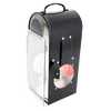 Handcrafted Amish-made black metal carriage lantern box with clear hinged door and red reflector, designed for side buggy use, ideal for camping, emergency supplies, and lamps & lighting collections.