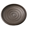 Top view of a handcrafted cast iron lid with concentric ridges and a metal knob, designed for a 5-quart Dutch oven, made in USA, ideal for Kitchen & Food, Camping, and Cast Iron collections.