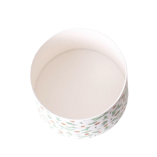 Handcrafted parchment lamp shade featuring subtle pine bough and cone motifs, designed to gently diffuse light; ideal for Lamps & Lighting, Lamp Shades, Parts and Accessories collections.