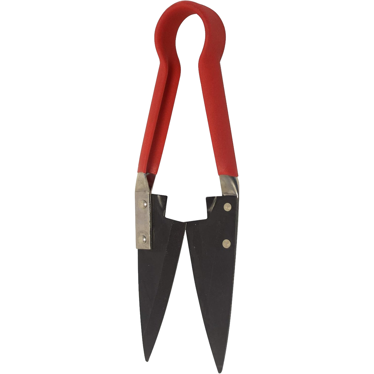 Handcrafted compact topiary shears with carbon steel blades and red handles, designed for precise pruning in tight spaces, ideal for Farm, Garden & Tool and Lawncare collections.