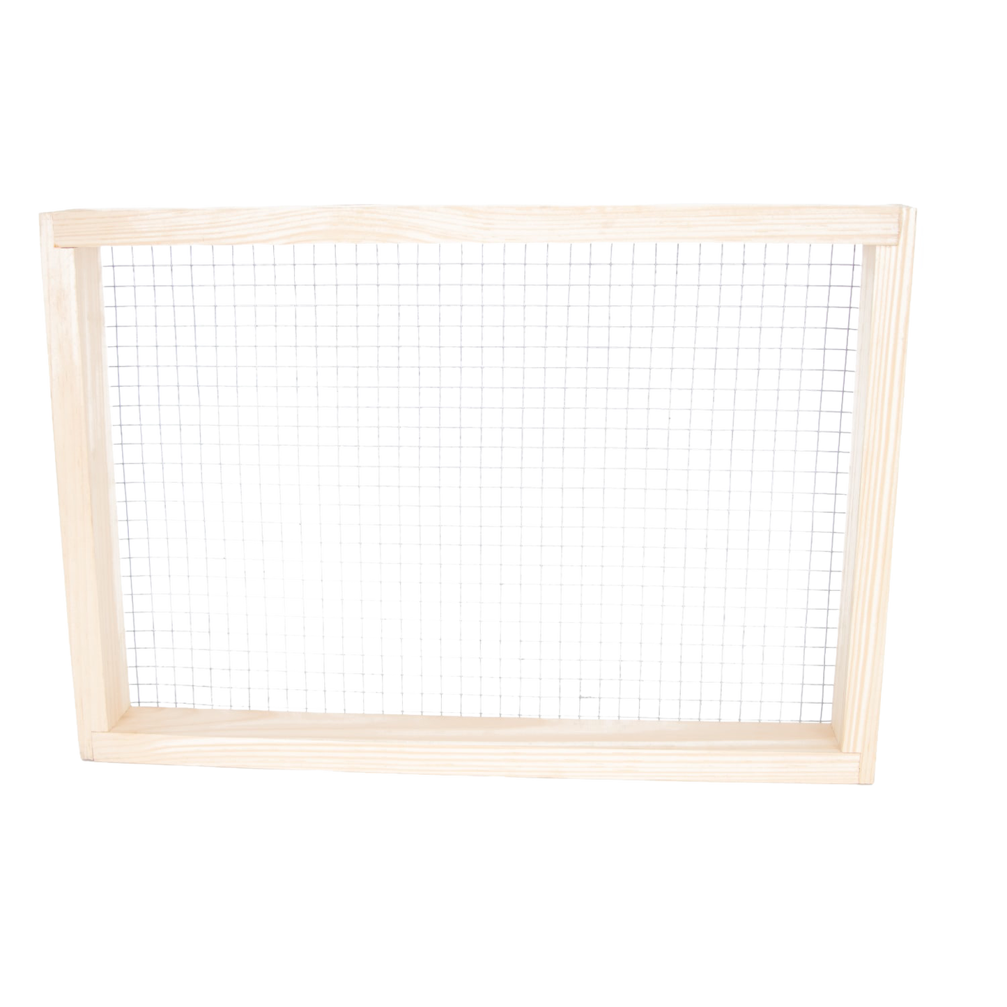 Handmade wooden 8-frame candy board feeder with wire mesh, Amish made in the USA, designed for beekeeping and hive moisture control, featured in farm and garden supplies.