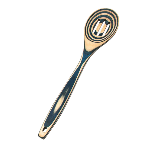 Handcrafted pakkawood slotted spoon in a stylish layered color pattern, sturdy and heat resistant, perfect for Kitchen & Food, Kitchen Gadgets, Cooking and Baking Helpers, and Best Sellers collections.