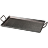 Rectangular seasoned steel outdoor griddle with solid 12 gauge construction and riveted steel handles, ideal for camping, grilling, and outdoor cooking in Farm, Garden & Tool, Stoves, Best Sellers, and Promo Eligible collections.