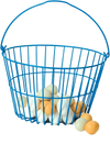 Blue coated wire basket with sturdy handle holding white and brown eggs, designed to cushion eggs and prevent rust, ideal for Farm, Garden & Tool and Animal Care collections.